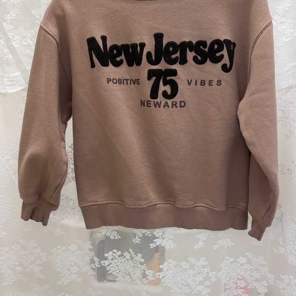 Zara Girls Brown New Jersey Graphic Sweatshirt